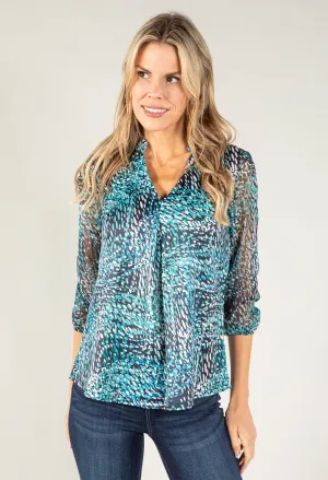 Abstract Print V Neckline Top