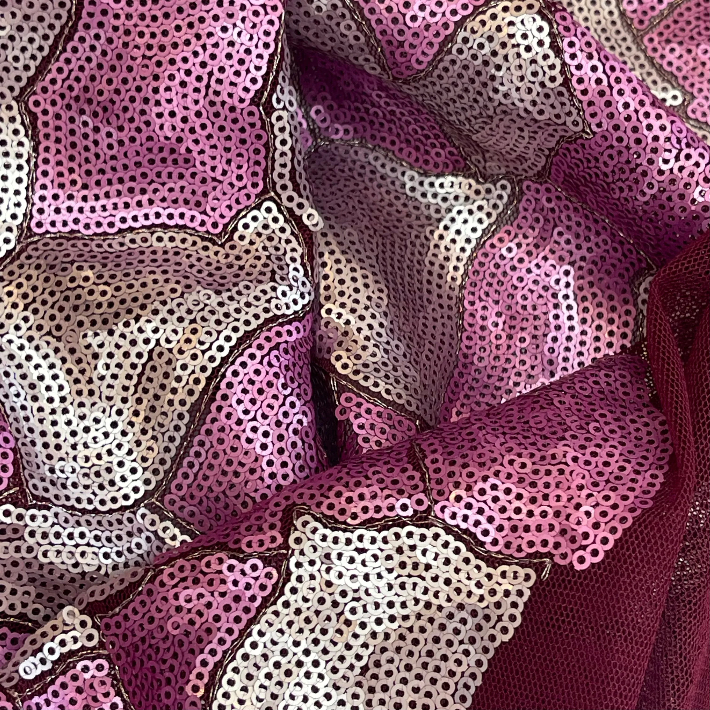 Amethyst Crystals Sequin Mesh