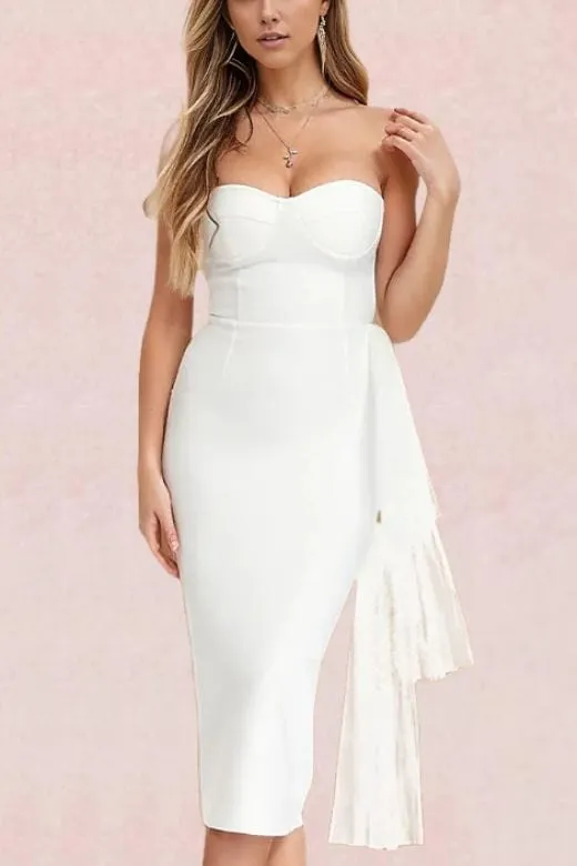 Ashleigh Bandage Midi Dress - Pearl White