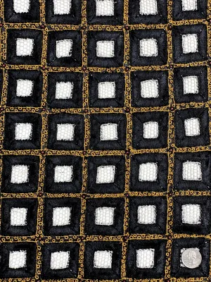 Black Gold Sequin & Beads On Silk Chiffon JEC-061 Fabric