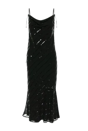 Black Sequins Slip Dress