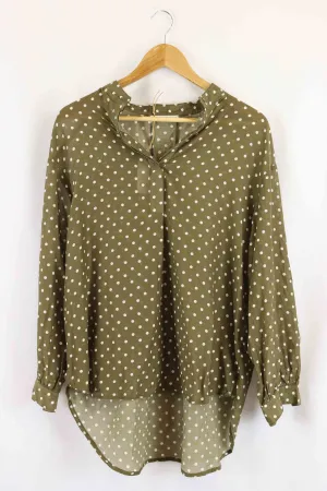 Chalice Green Polka Dot Top S