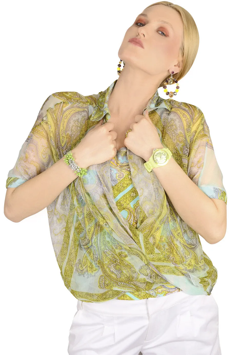 ECLOSION Printed Chiffon Top