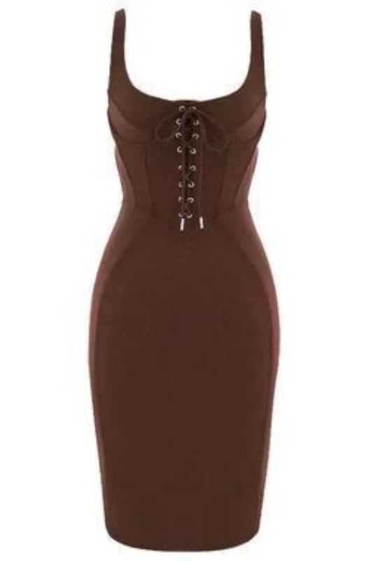 Esta Bandage Dress - Tan Brown