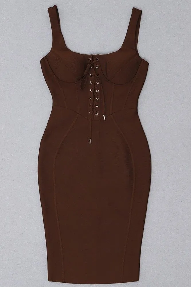 Esta Bandage Dress - Tan Brown