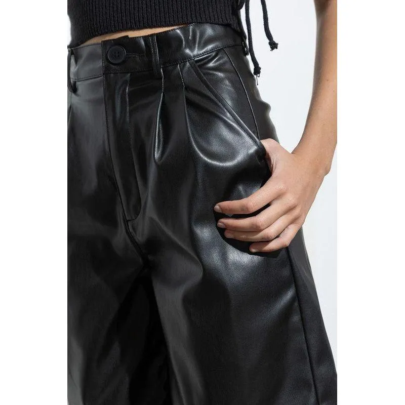 Faux Leather Bermuda Shorts