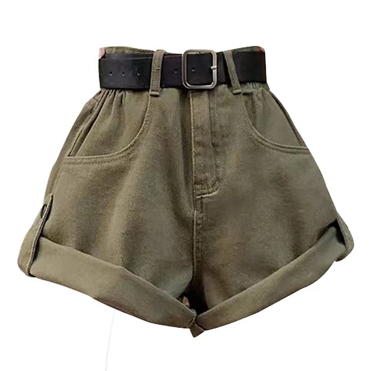 High-Waisted Khaki Shorts