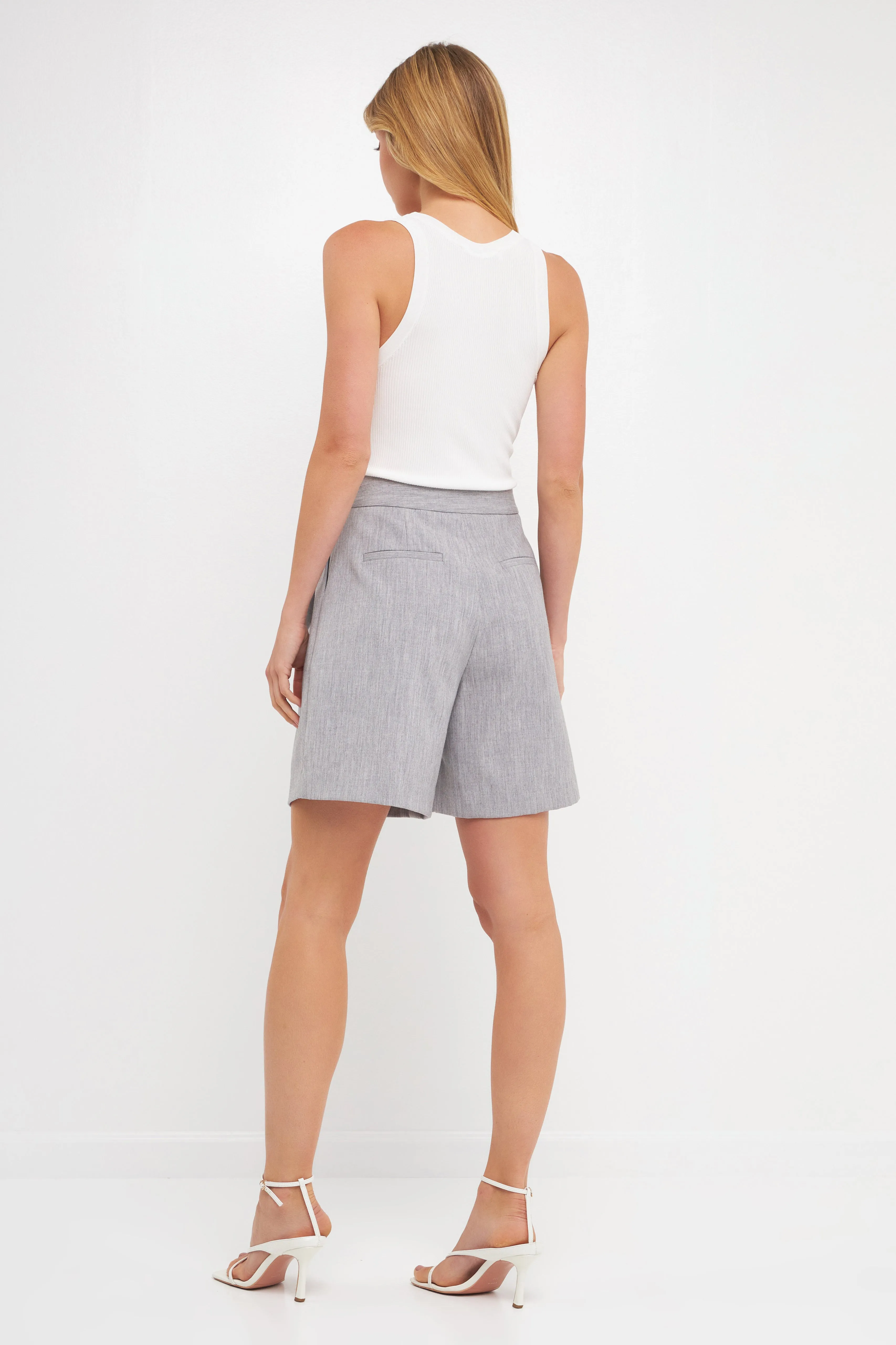 High-Waisted Pleated Shorts