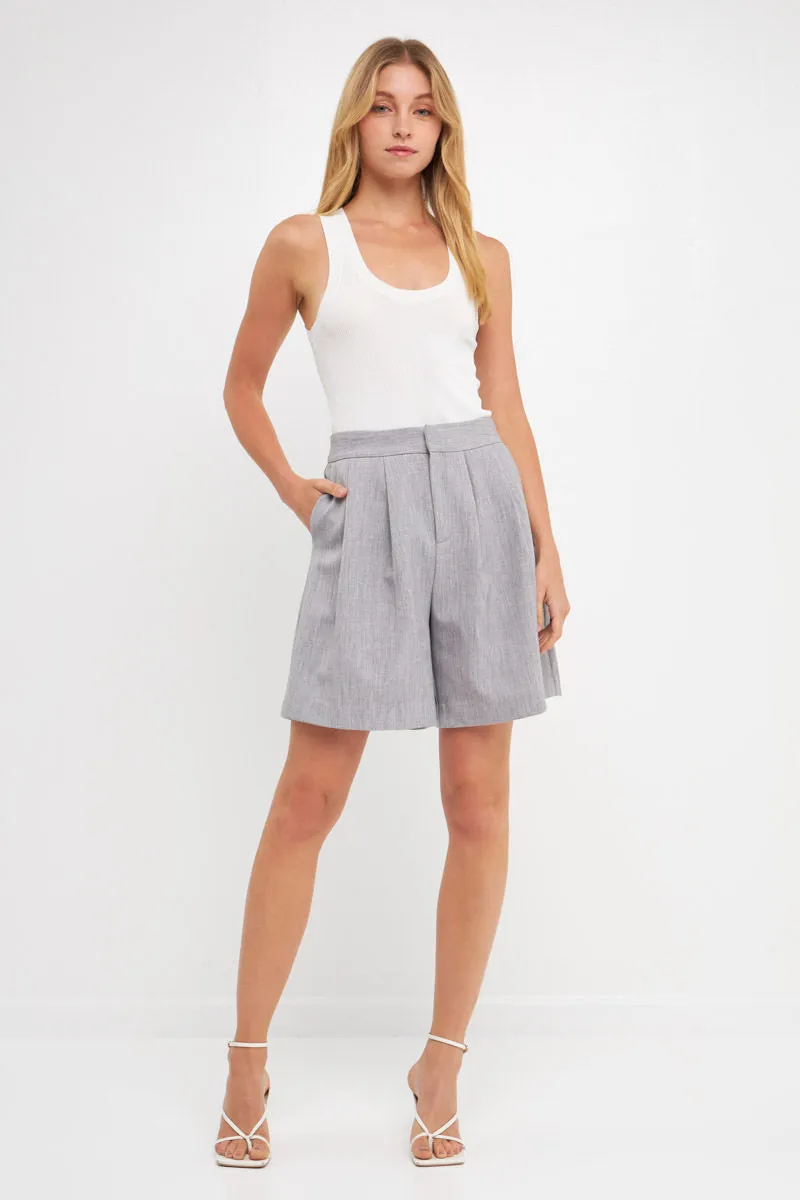 High-Waisted Pleated Shorts