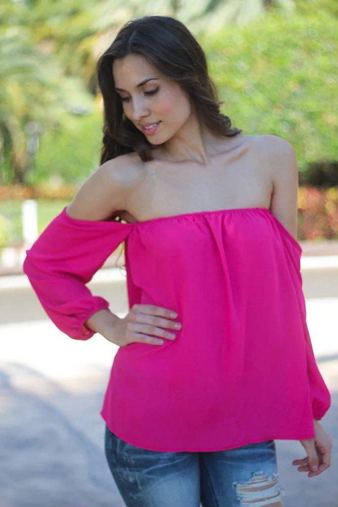 Hot Pink Off Shoulder Top