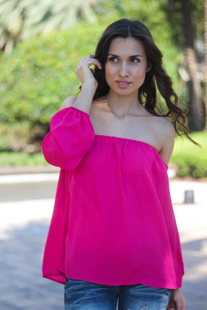 Hot Pink Off Shoulder Top