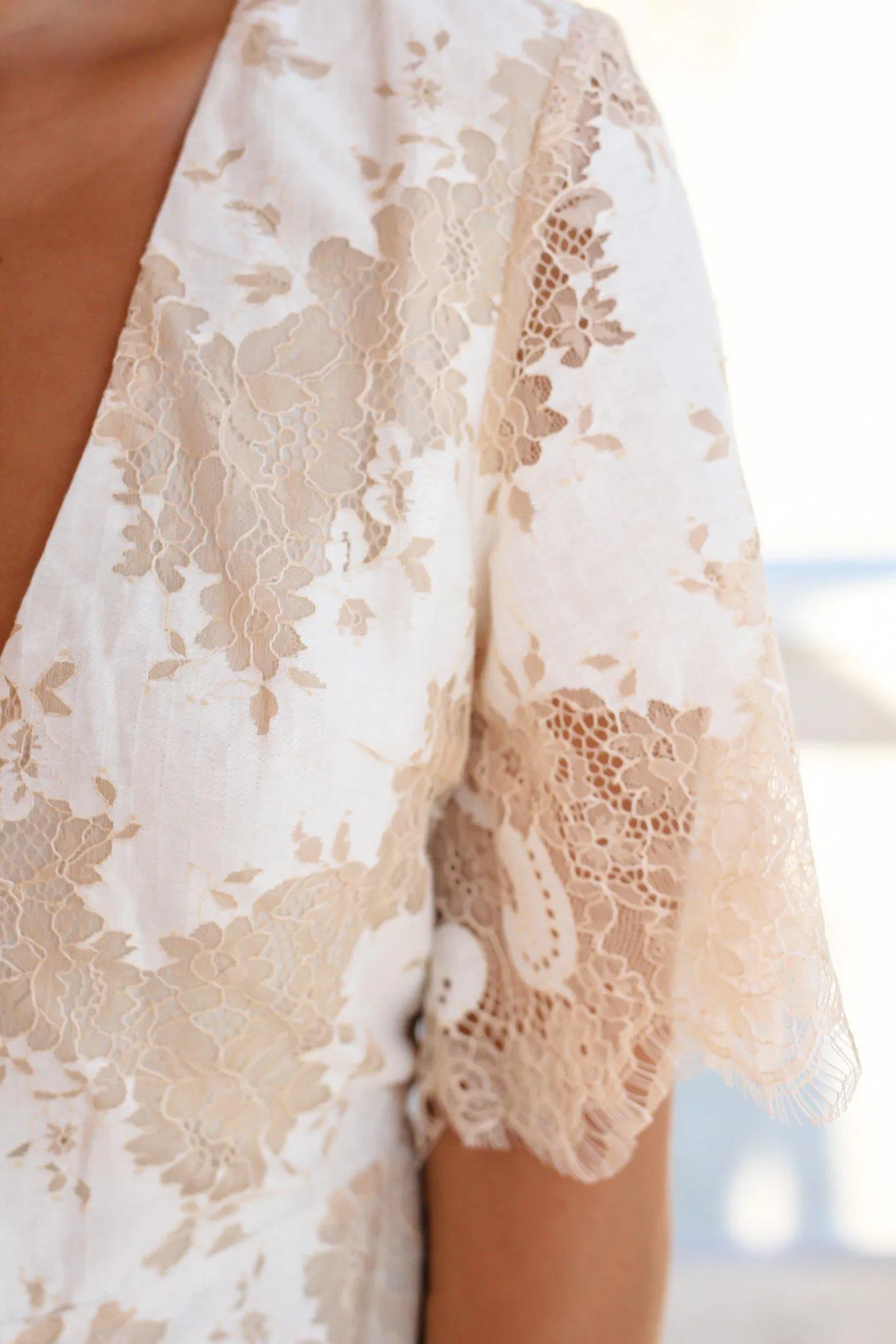 Ivory Lace Romper with Open Back