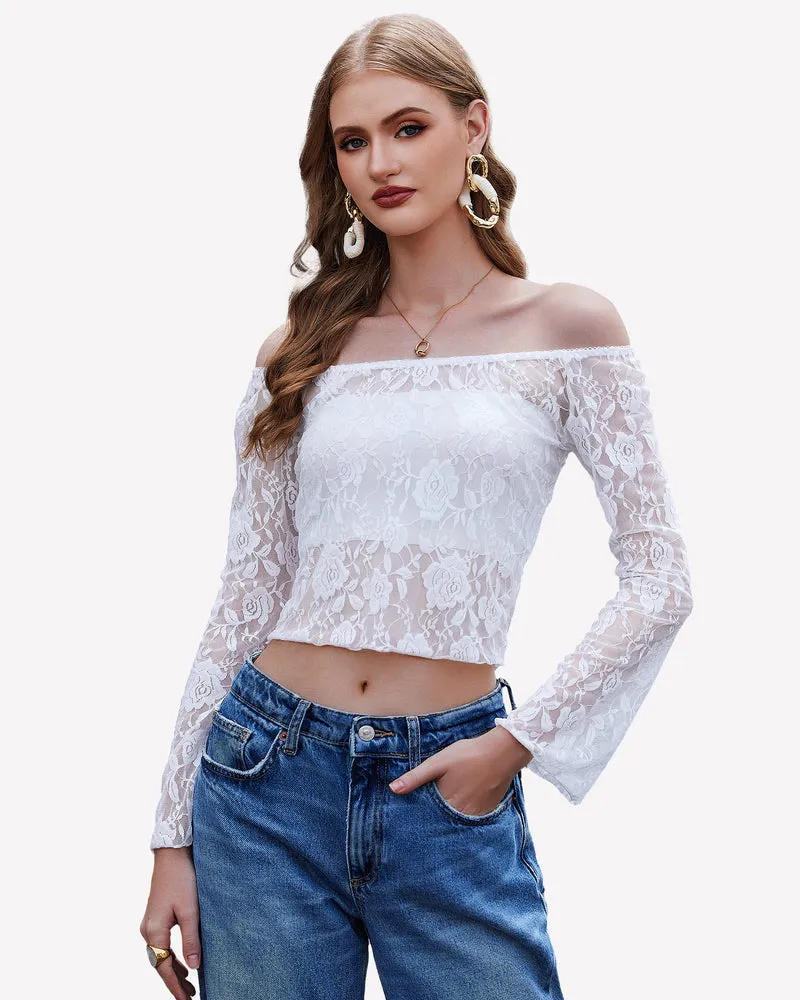 Lace Mesh Y2k Sheer Crop Tops