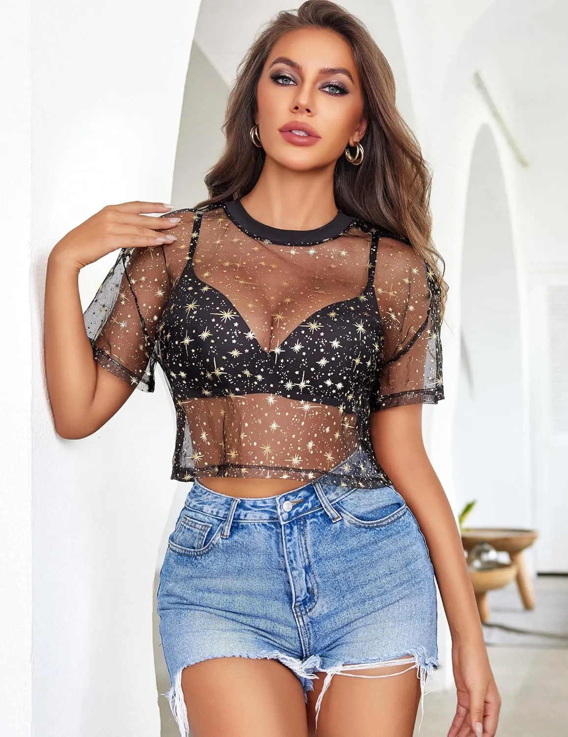 Mesh Tops See Through Shirts