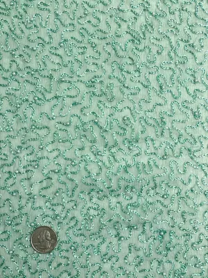 Mint Sequin & Beads On Silk Chiffon JEC-050-2 Fabric