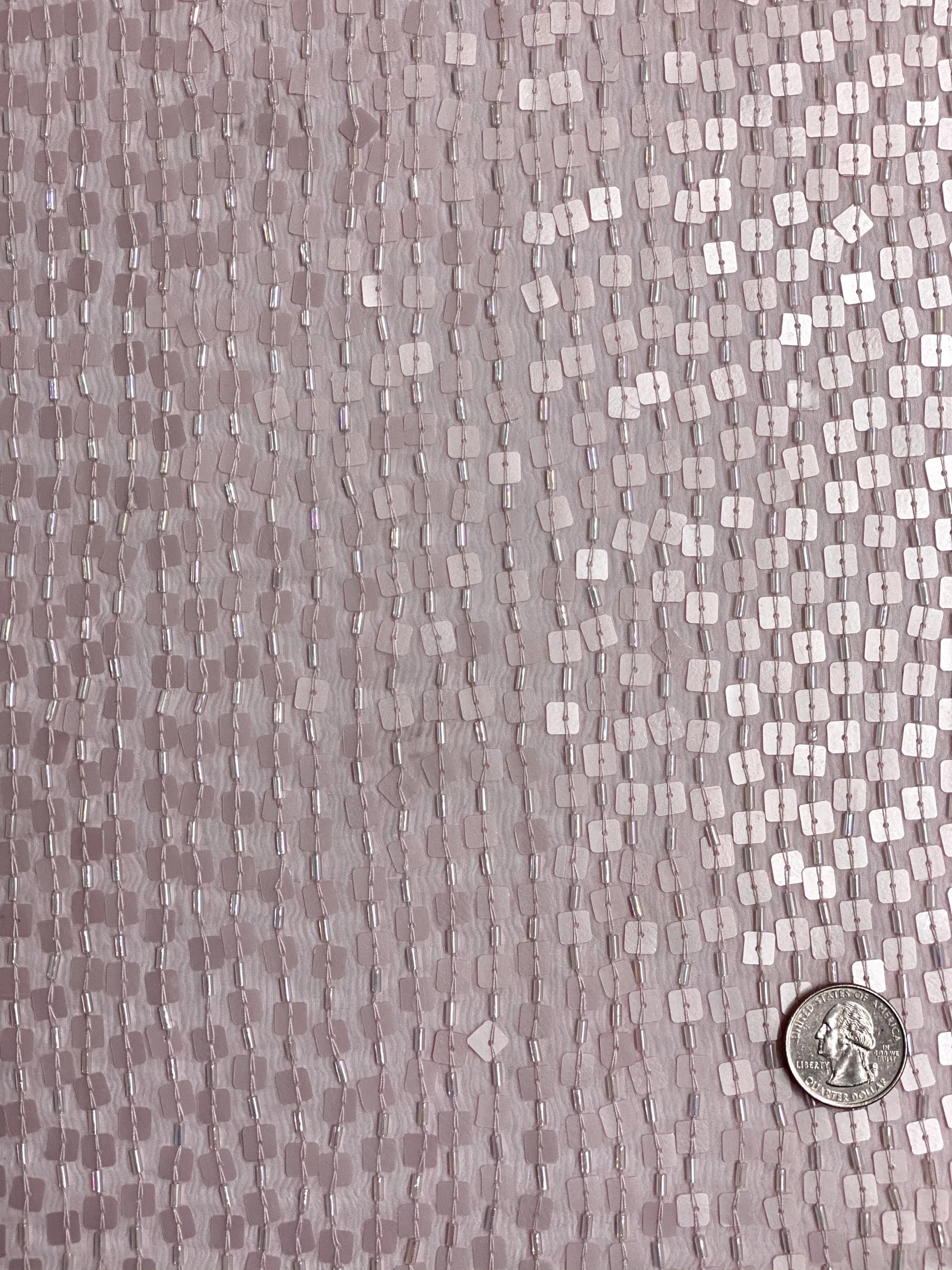 Pink Sequin & Beads On Silk Chiffon JEC-073-10 Fabric