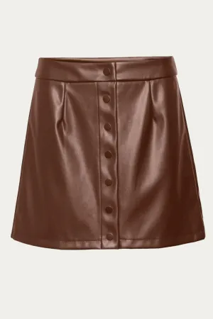 Premium New Quality Women Brown High Waisted Coated Skirt