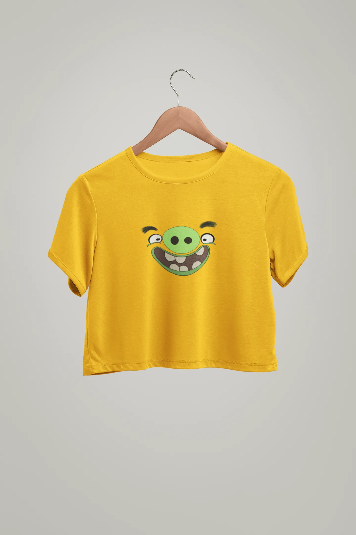 " PIGGY " - ANGRY BIRDS - HALF-SLEEVE CROP TOPS