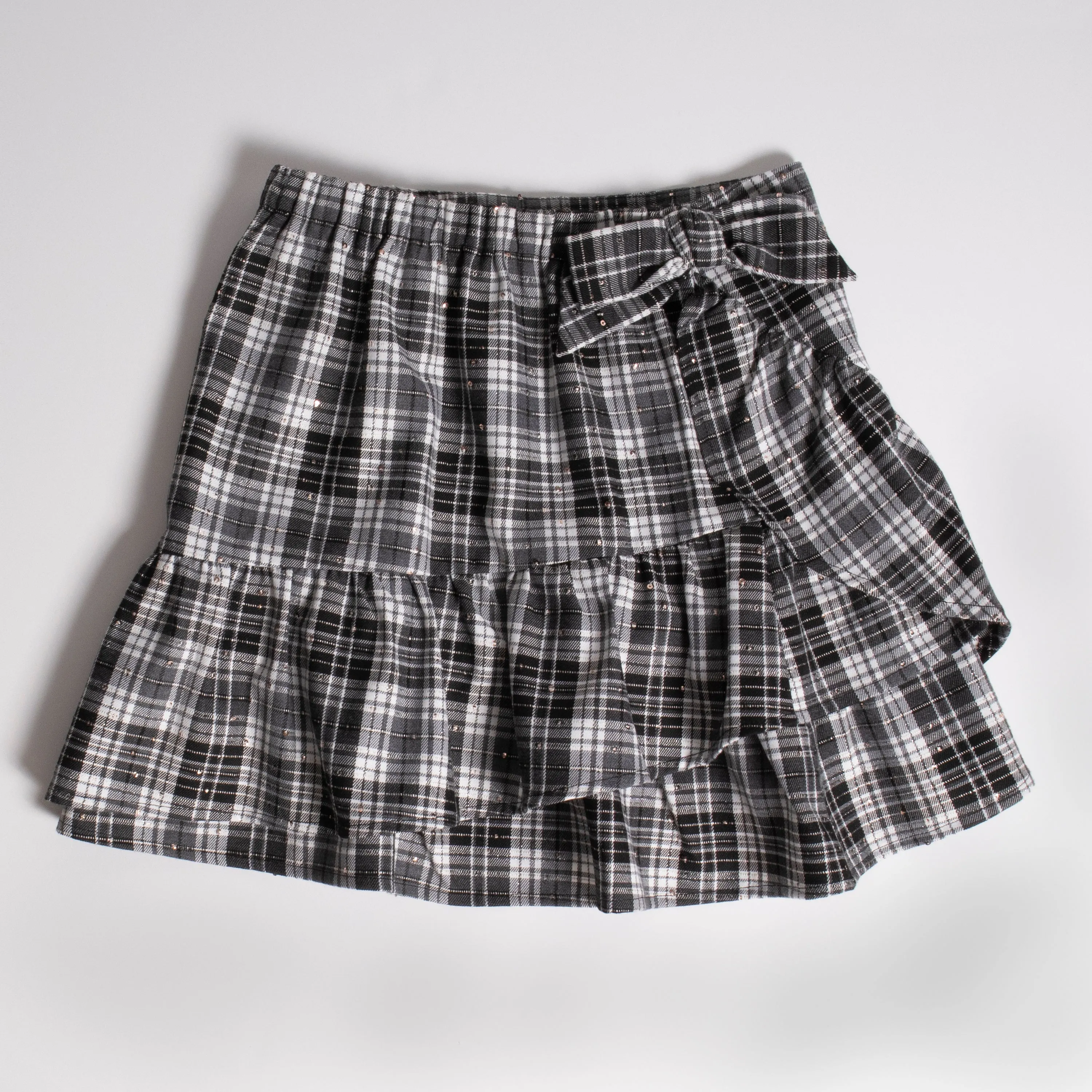 Sequin Plaid Ruffle Skort