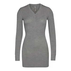 SLEEP HENLEY DRESS | HEATHER GREY