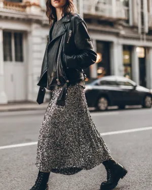 The Dark Long Sequin Skirt