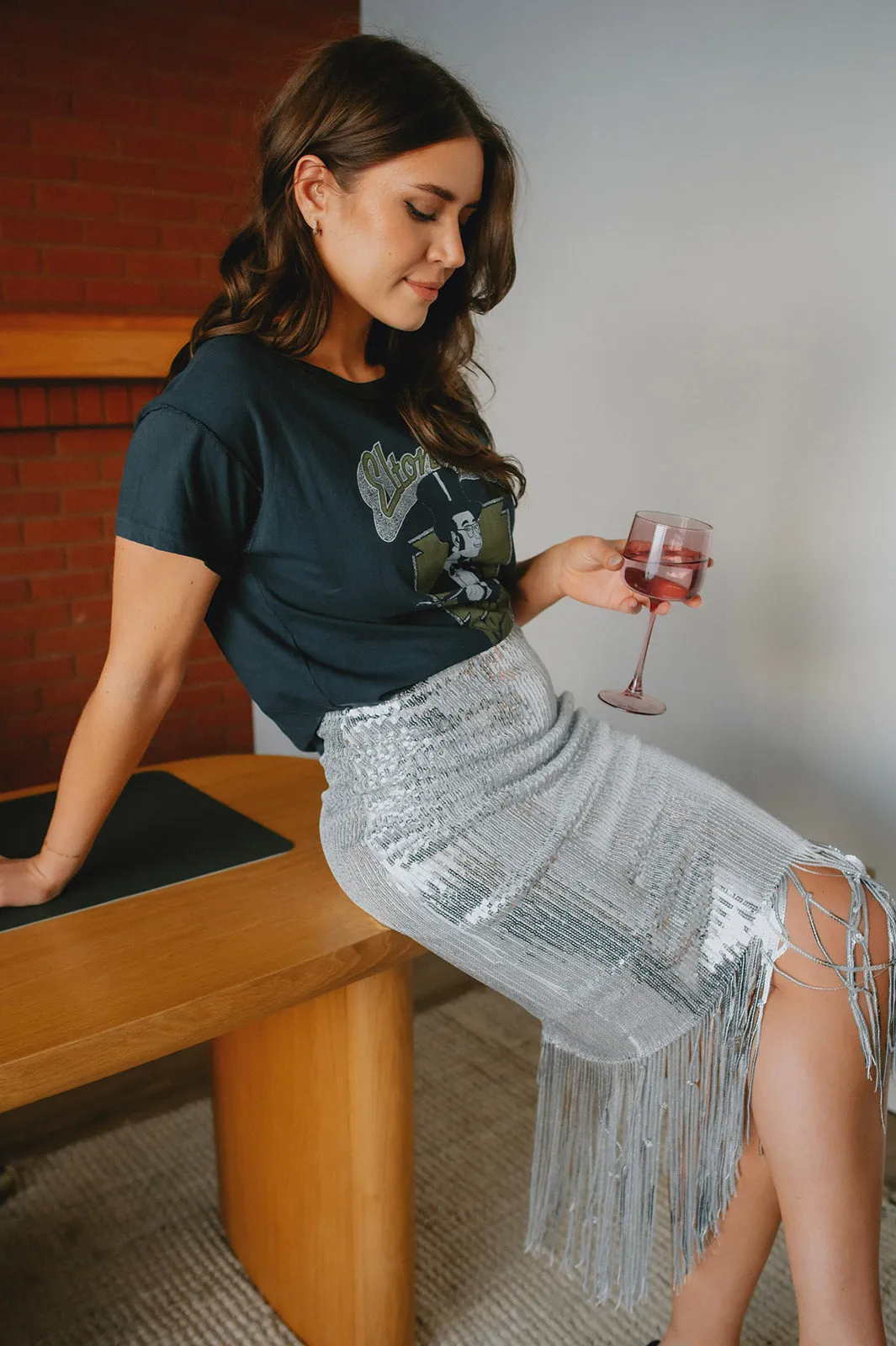 The Farrah Sequin Fringe Skirt